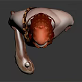 Prehistoric Caveman Character With Red Hair Beard And Leopard Skin Outfit Holding Stone Tool