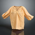 Light Orange Pleated Blouse with Lantern Sleeves and Soft Fabric 3d model