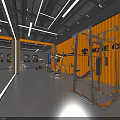 Modern Fitness Studio Interior With Wooden Flooring Gray Walls Ceiling Lights Mirrors And Fitness Balls