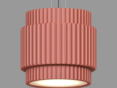 Coral Pink Ribbed Multi Layered Pendant Light With Warm Glow For Interior Decor 3d model