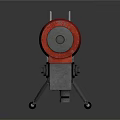 Red And Black Mechanical Device With Tripod Stand And Metal Components 3d model