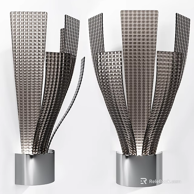 Pair of Modern Wall Lamps With Grid Texture And Silver Base Design 3d model 