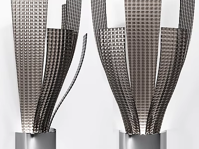Pair of Modern Wall Lamps With Grid Texture And Silver Base Design 3d model