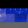 Event Display Wall With Blue Background Lighting Displayed Text And Plants