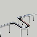Modern Elevated Road Infrastructure With Curved Structure White Railings And Black Pavement 3d model