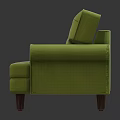 Green Fabric Two Seater Sofa With Tufted Backrest And Wooden Legs