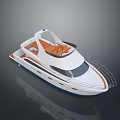 Modern White Luxury Yacht With Stylish Deck And Orange Interior Details