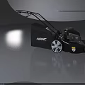 NPC Black Lawn Mower With White Wheels And Grass Collection Bag