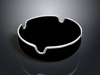 Modern Black Ashtray With White Rim Circular Shape Smooth Surface Simple Design 3d model