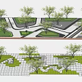 Garden Landscape Design With Trees Green Spaces And Winding Paths Layout 3d model