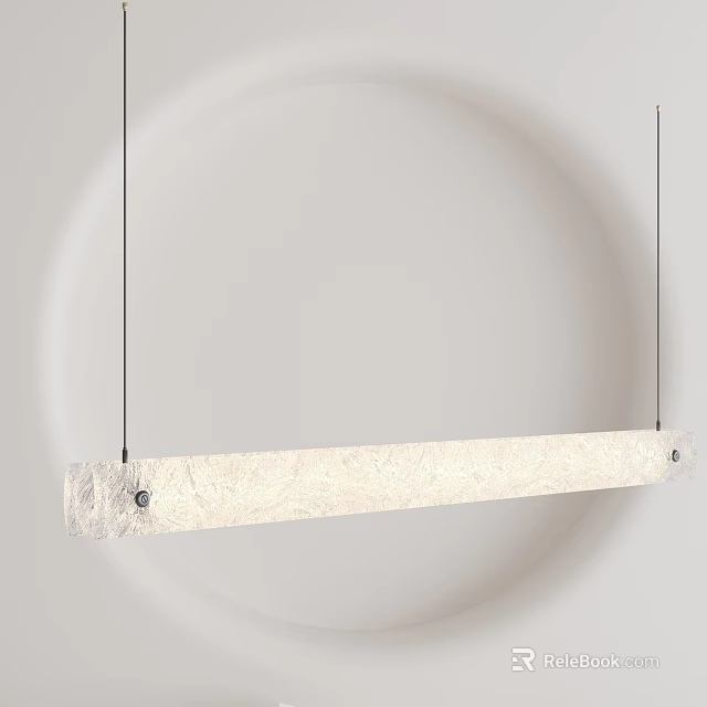 Long Rectangular White Textured Chandelier With Black Suspension Rods Hanging In White Background 3d model