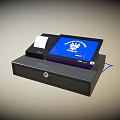 Commercial Cash Register System With Tablet Display Receipt Printer And Locked Drawer 3d model