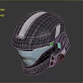 Sleek Futuristic Gray Helmet With White Stripe Transparent Visor And Mechanical Parts