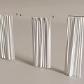 Modern White Curtains With Pleated Design For Rod Mounted Interior Decor 3d model