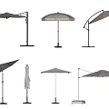 Various Outdoor Umbrella Designs With Different Stand Structures And Styles 3d model