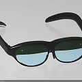 Modern Black Glasses With Green And Blue Tinted Lenses And Sleek Frame Design