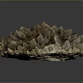 Modern ore calcite crystal cluster mineral realistic cartoon 3d model