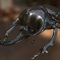 Detailed Bronze Beetle Sculpture With Realistic Horns And Legs Design