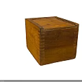 Vintage Yellow Square Wooden Box With Worn Surface On Black Background