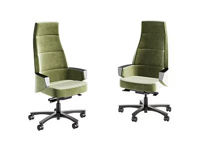 Modern Green Office Chairs With Swivel Wheels Comfortable Backrest And Armrests 3d model