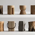Log Low Stool Stakes Wooden Stool 3d model