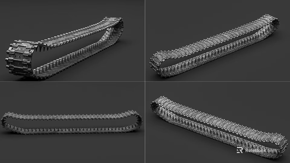 High Strength Industrial Equipment Tracks with Reinforced Steel Links for Heavy Machinery 3d model 