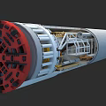 Industrial Tunnel Boring Machine With Red Cutter Head And Internal Mechanical Components 3d model