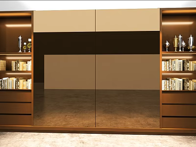 Modern Decorative Cabinet With Glass Doors Storage Drawers And Display Shelves 3d model