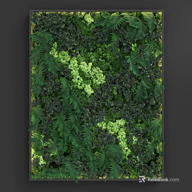 Lush Indoor Living Plant Wall With Diverse Green Foliage And Natural Design 3d model 