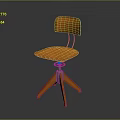 Modern Orange Chair With Wooden Seat And Backrest Metal Three Leg Spring Structure