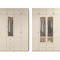 Modern Light Colored Wardrobe with Glass Doors Drawers and Storage Shelves for Clothing Organization