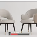 Modern Light Gray Dining Chairs With Curved Backrest Dark Legs And Gold Feet 3d model