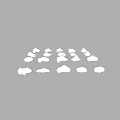 Multiple White Cloud Shaped Objects Arranged On Blue Background 3d model