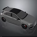 Sleek White Sporty Hatchback With Black Roof Rear Spoiler And Stylish Rims