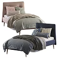 Stylish Single Bed Designs With Upholstered Headboards Soft Pillows And Warm Blankets 3d model