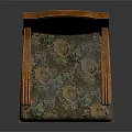 Classic Wooden Chair with Patterned Fabric Upholstery Ornate Carved Frame and Elegant Armrests Design