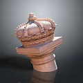 Stone Column With Crown Shaped Carved Top And Square Base In Classical Design