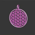Silver Circular Jewelry Pendant With Delicate Geometric Floral Pattern And Shiny Surface