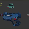 Futuristic Blue Delta Sci Fi Weapon With Detachable Components And Parts