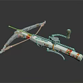Handcrafted Crossbow Featuring Wooden Grip Metal Frame And Colorful Decorative Patterns