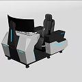 Modern Industrial Control Console With Integrated Monitor Ergonomic Seating And Blue Accents