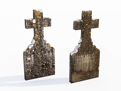 Stone Wood Cross Shaped Decorative Pieces With Weathered Surface Texture 3d model