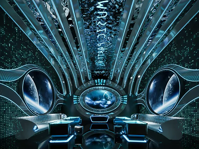 Futuristic KTV Room With Tech Inspired Lighting And Cosmic Decor 3d model