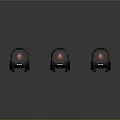 Three Modern Black Furniture Units With Red Illuminated Accents For Contemporary Interior Design