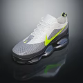White And Gray Modern Athletic Sneakers With Neon Green Accent And Mesh Upper