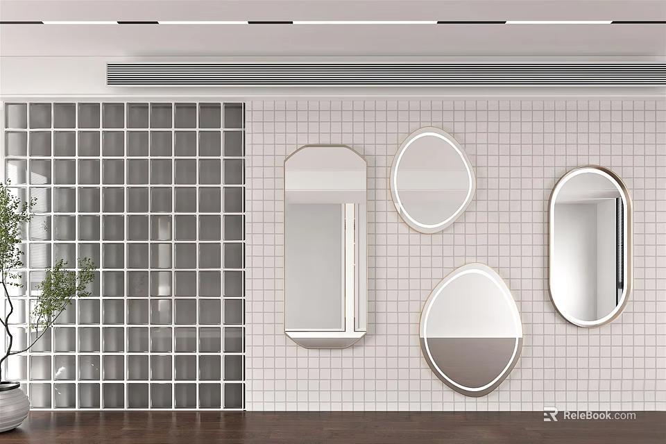 Decorative Wall Mounted Mirrors in Various Shapes for Modern Interior Design 3d model