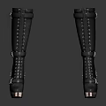 Stylish Black Knee High Boots With Lace Up Buckle Straps And Studded Metallic Block Heels