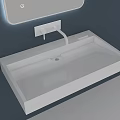 Modern Bathroom Washbasin With Wall Mounted Mirror And Faucet Design