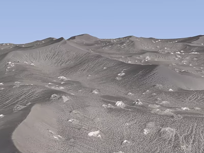 Ground With Gray Sand Dunes Undulating Terrain Small White Stones And Blue Sky 3d model