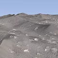 Ground With Gray Sand Dunes Undulating Terrain Small White Stones And Blue Sky